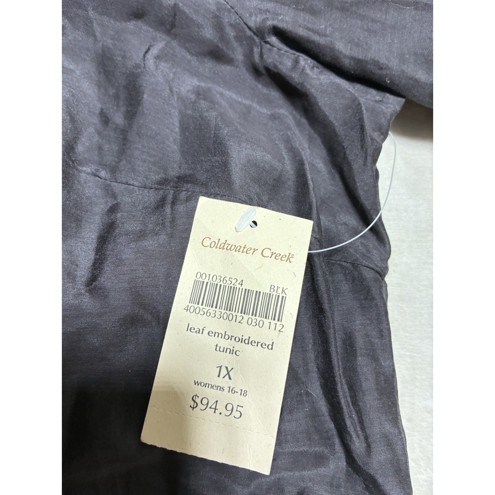 Coldwater Creek Tunic‎ Women's 1X Black Floral Embroidered Sheer Silk Blend NEW - Picture 9 of 11